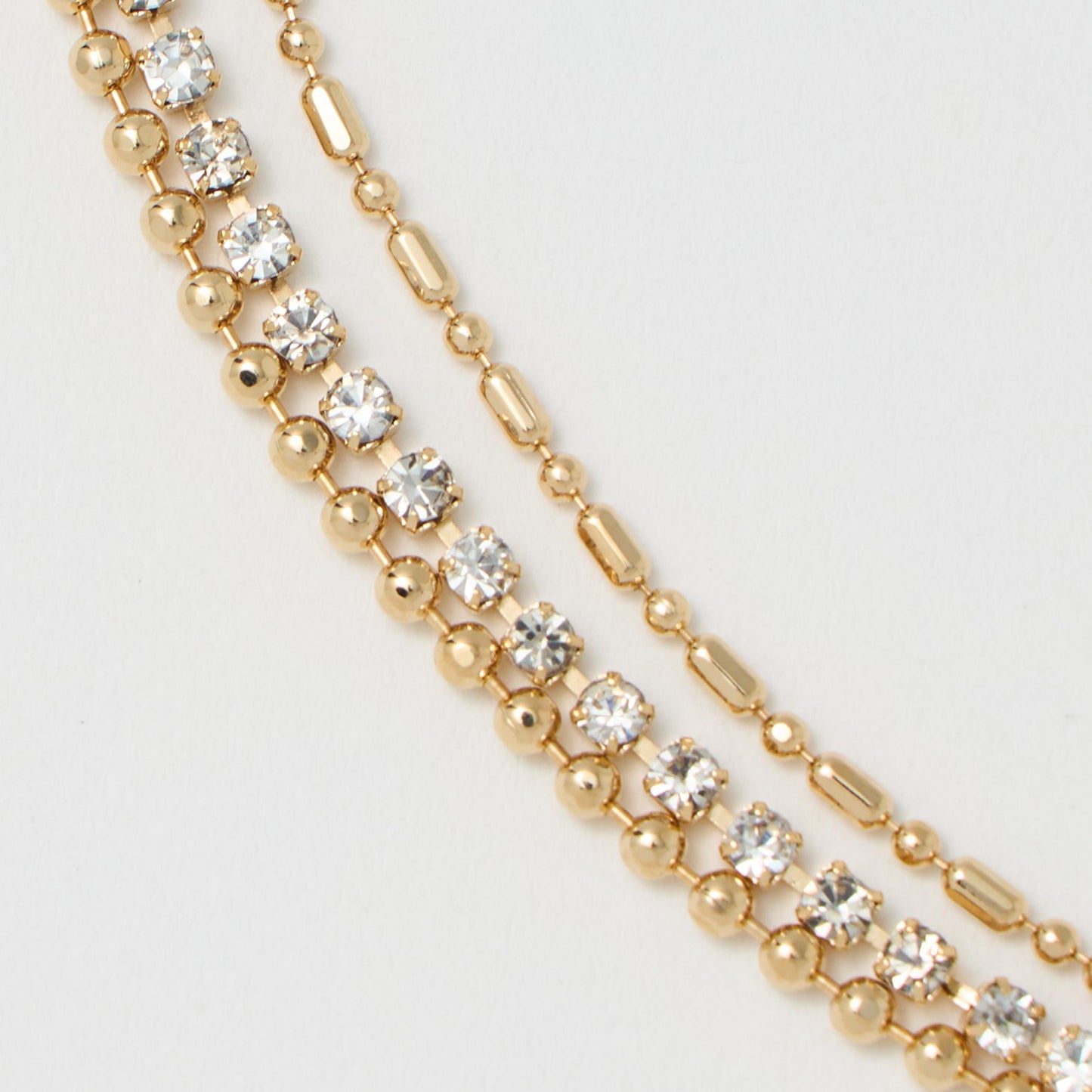 ガラス×チェーン 3連 ネックレス