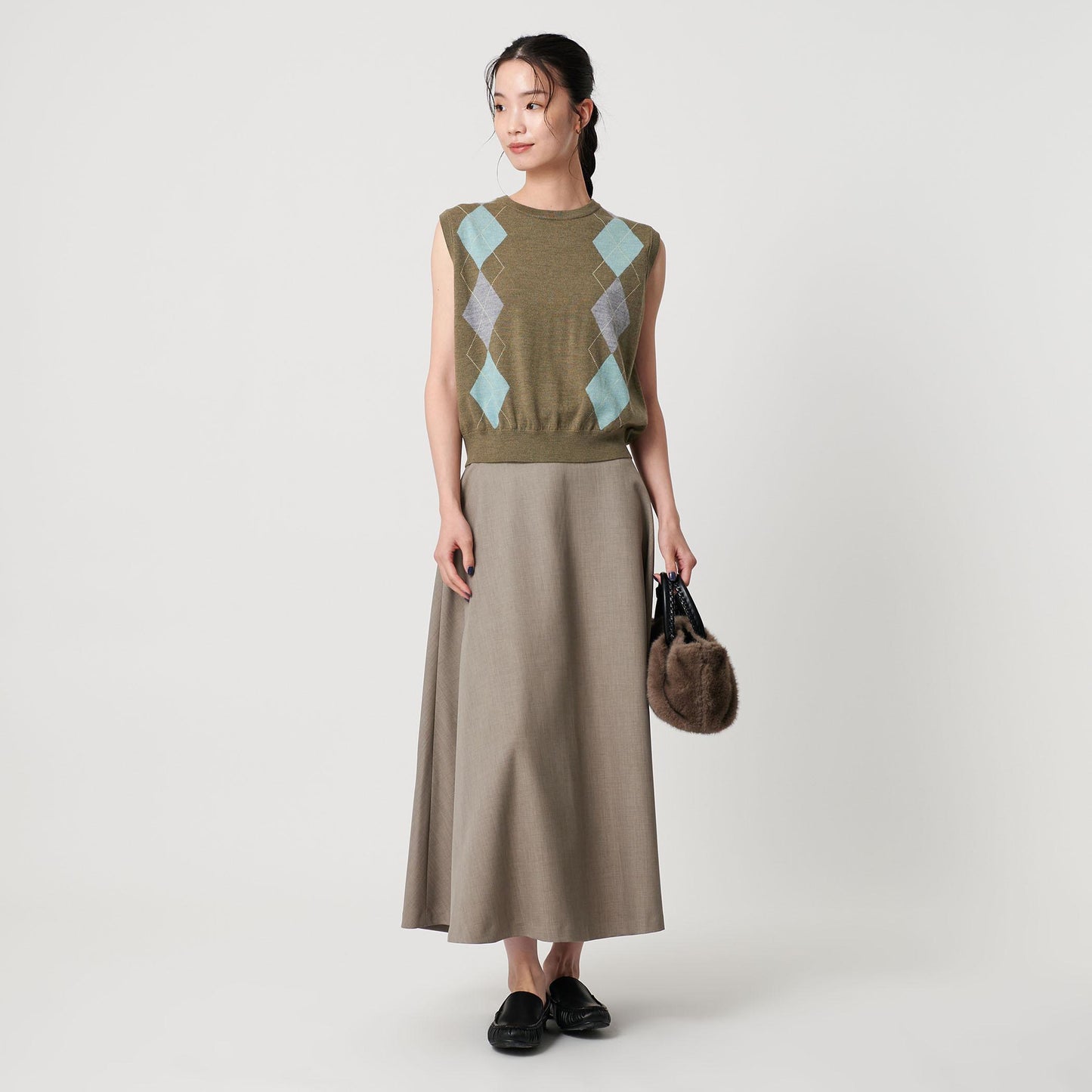 ウール アーガイル&ソリッドベスト