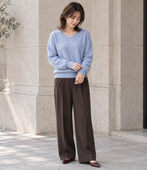 ウールカシミアホールガーメントVネックニット