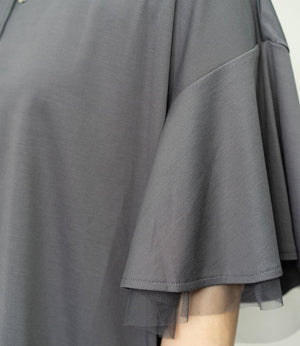 【接触冷感】スムースポンチフレアカットソー