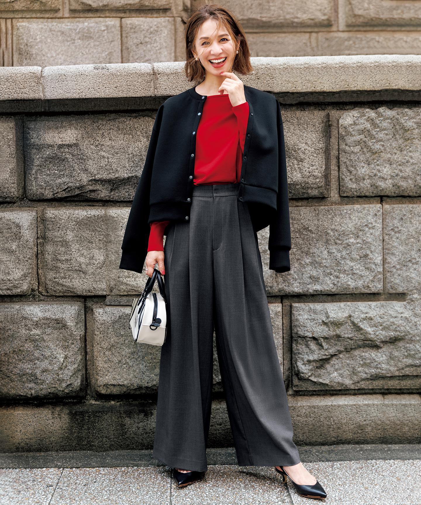 マイビューティ タックワイドパンツ