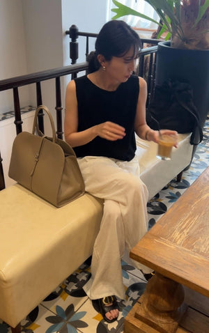 リネンブレンド ストレートイージーパンツ