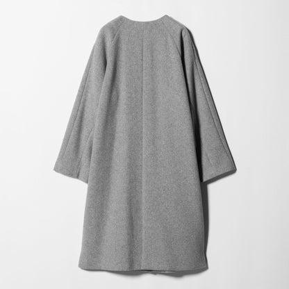 毛ナイロン ノーカラーコート