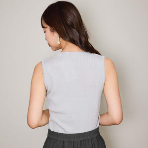 ブライトワイドリブスリーブレスニット≪手洗い可能≫