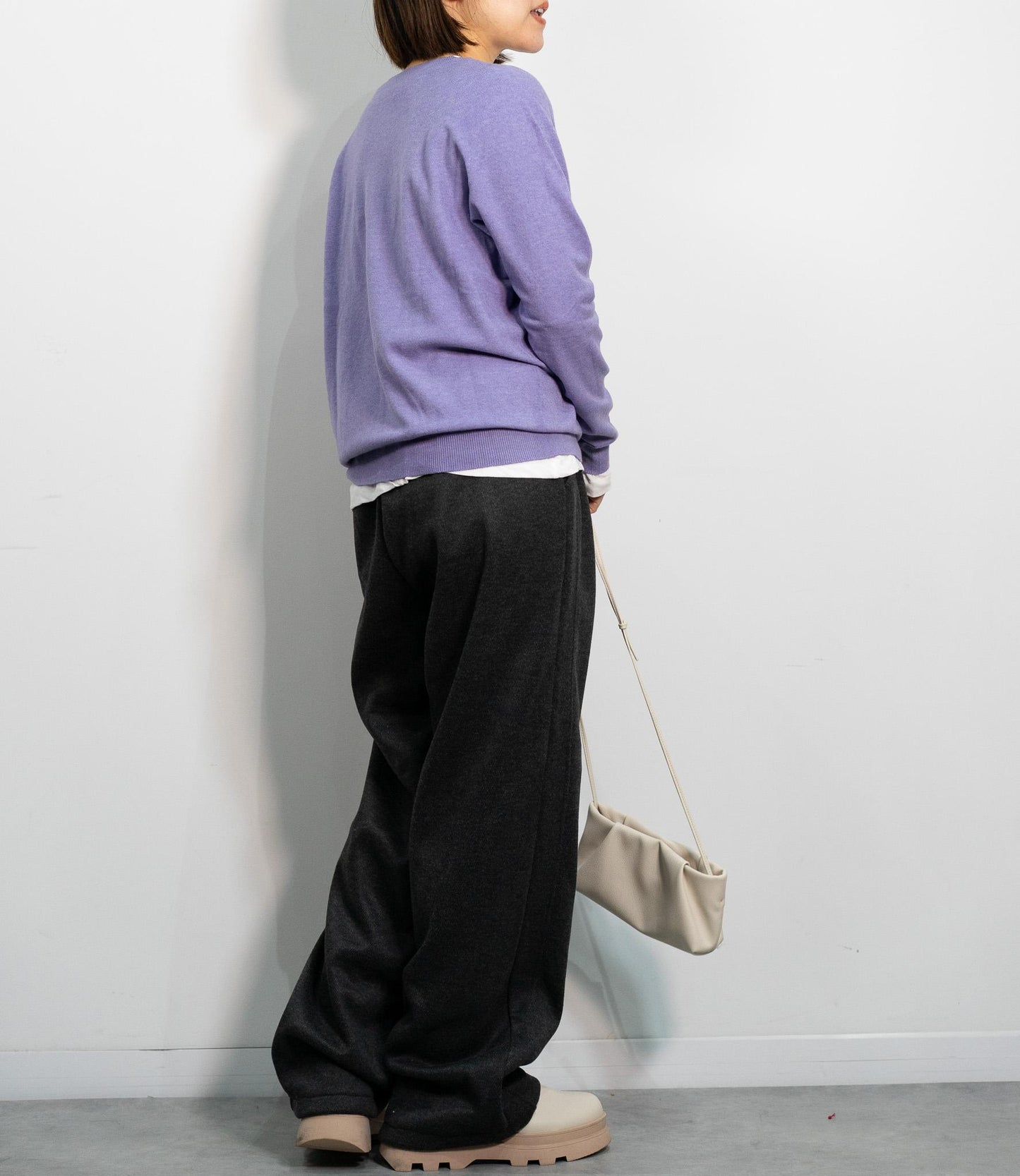 ヘリンボーン裏起毛イージーパンツ