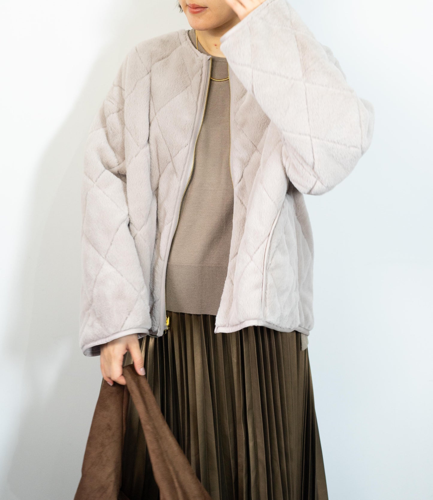 リバーシブルファーキルティングアウター