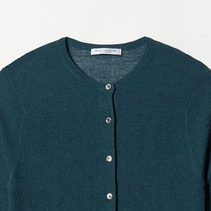 ウールナイロン クルーネックハーフスリーブカーディガン