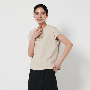 コットン ロゴプリント フレンチスリーブ Tシャツ