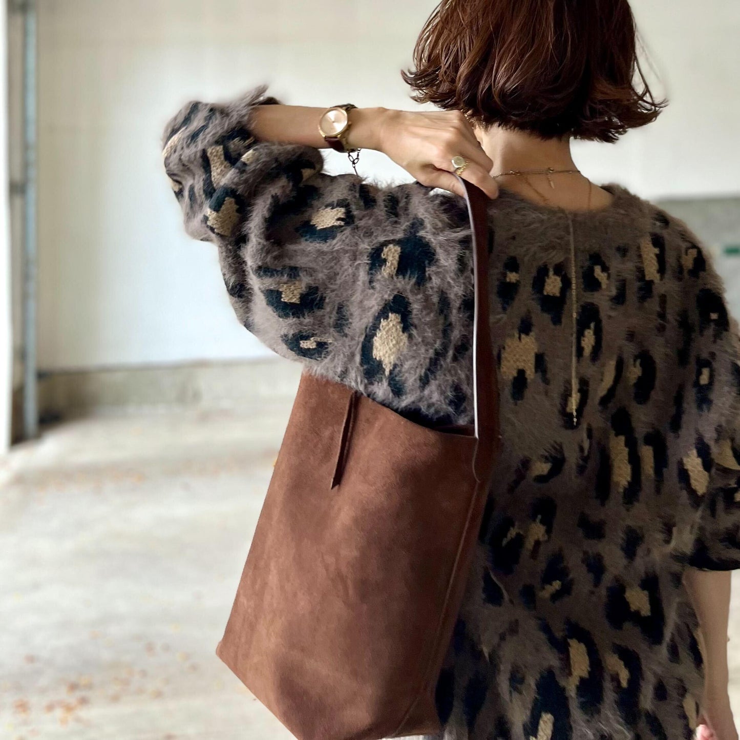 本革スエードショルダーバッグ