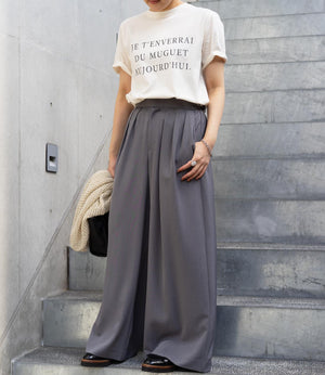 サイドベルトタックワイドスラックス