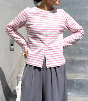 ボーダースナップカーディガン