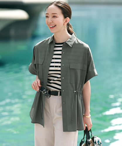 ライトシアーマットクロス ミリタリーディティール シャツ