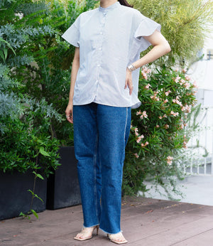 ストライプフレアスリーブブラウス