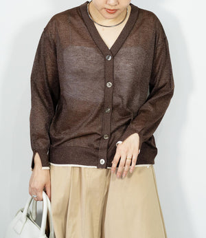 シアーラメバイカラーカーディガン