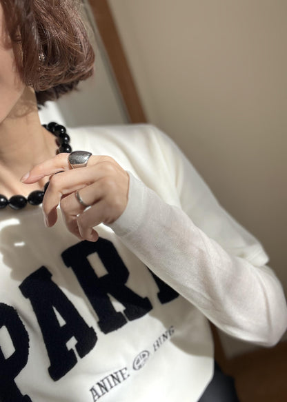 ウール混シアーTシャツ