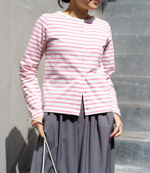 ボーダースナップカーディガン