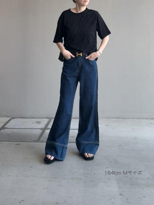 パネルヘムストレートデニム