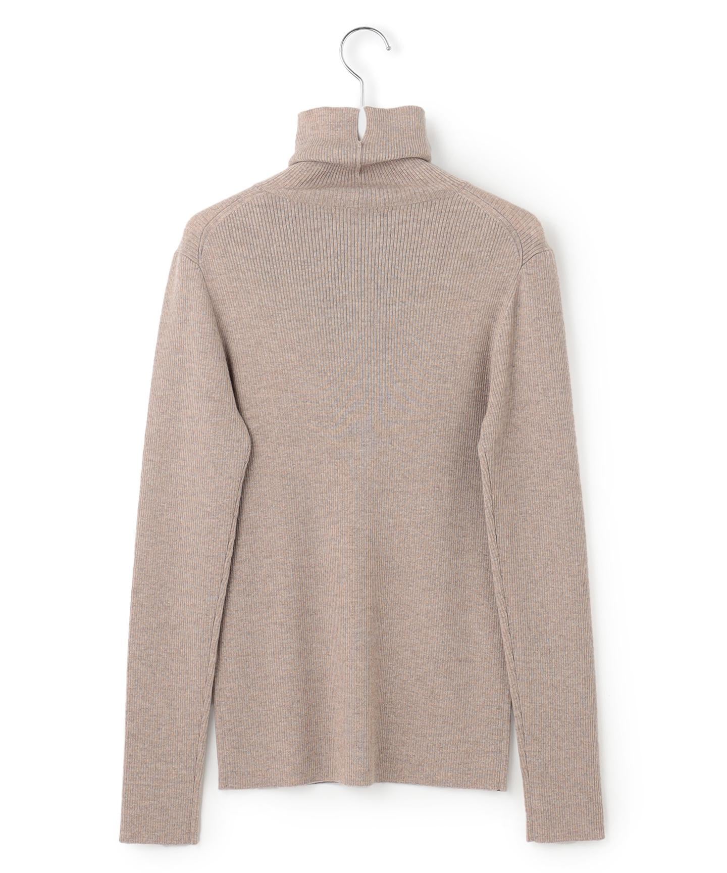 ウーステッドウール リブタートルネック ニット