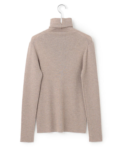 ウーステッドウール リブタートルネック ニット