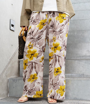 ボタニカルフラワーイージーパンツ