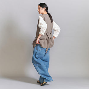 【WEB限定 Wardrobe DAILY MINIMAL】ダブルクロス リボンベルトジレ -ウォッシャブル-