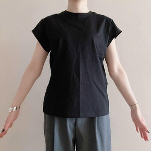 キャップスリーブシルケットTシャツ