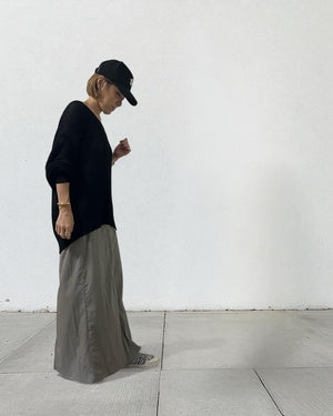 Vネックメッシュオーバーニット