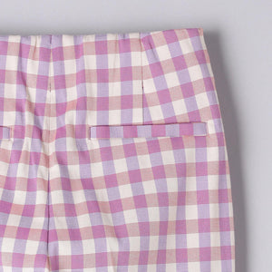 シャイニー ギンガムチェック パンツ