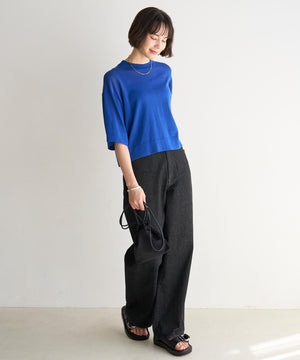 撥水 ワイドストレートデニム