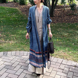 ブロックプリントワンピースコート