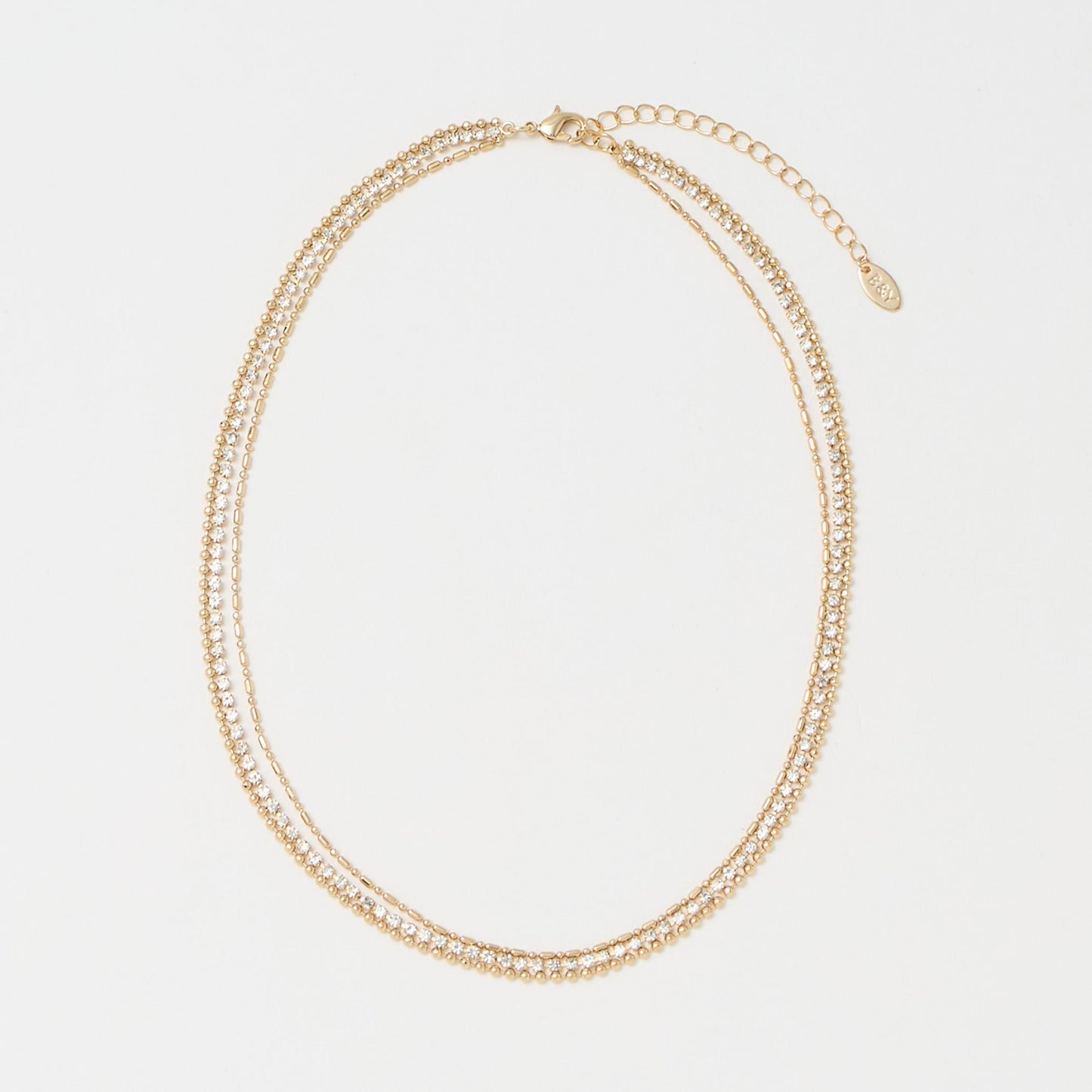 ガラス×チェーン 3連 ネックレス