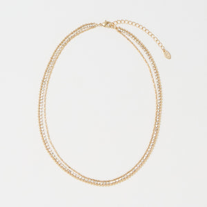 ガラス×チェーン 3連 ネックレス