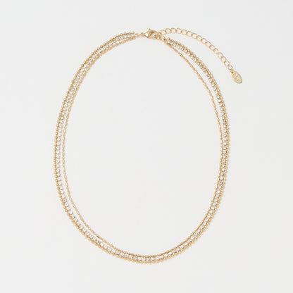 ガラス×チェーン 3連 ネックレス