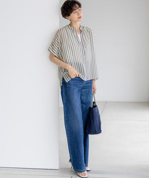 ストライププリント シフォン ブラウス