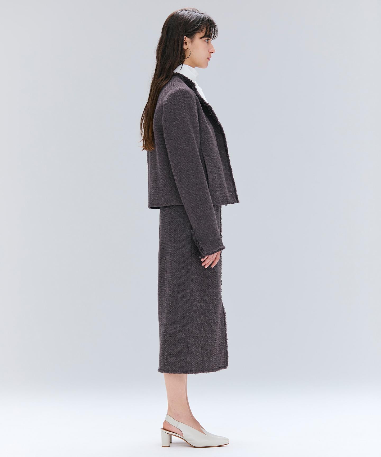 MULLIN / ウールツイードメタルボタンノーカラージャケット