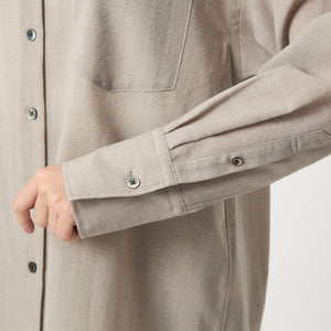 ［size SHORTあり］ウール混ボイル シャツ -ウォッシャブル-