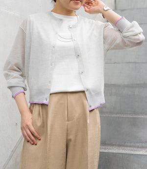 バイカラーシアーニットカーディガン