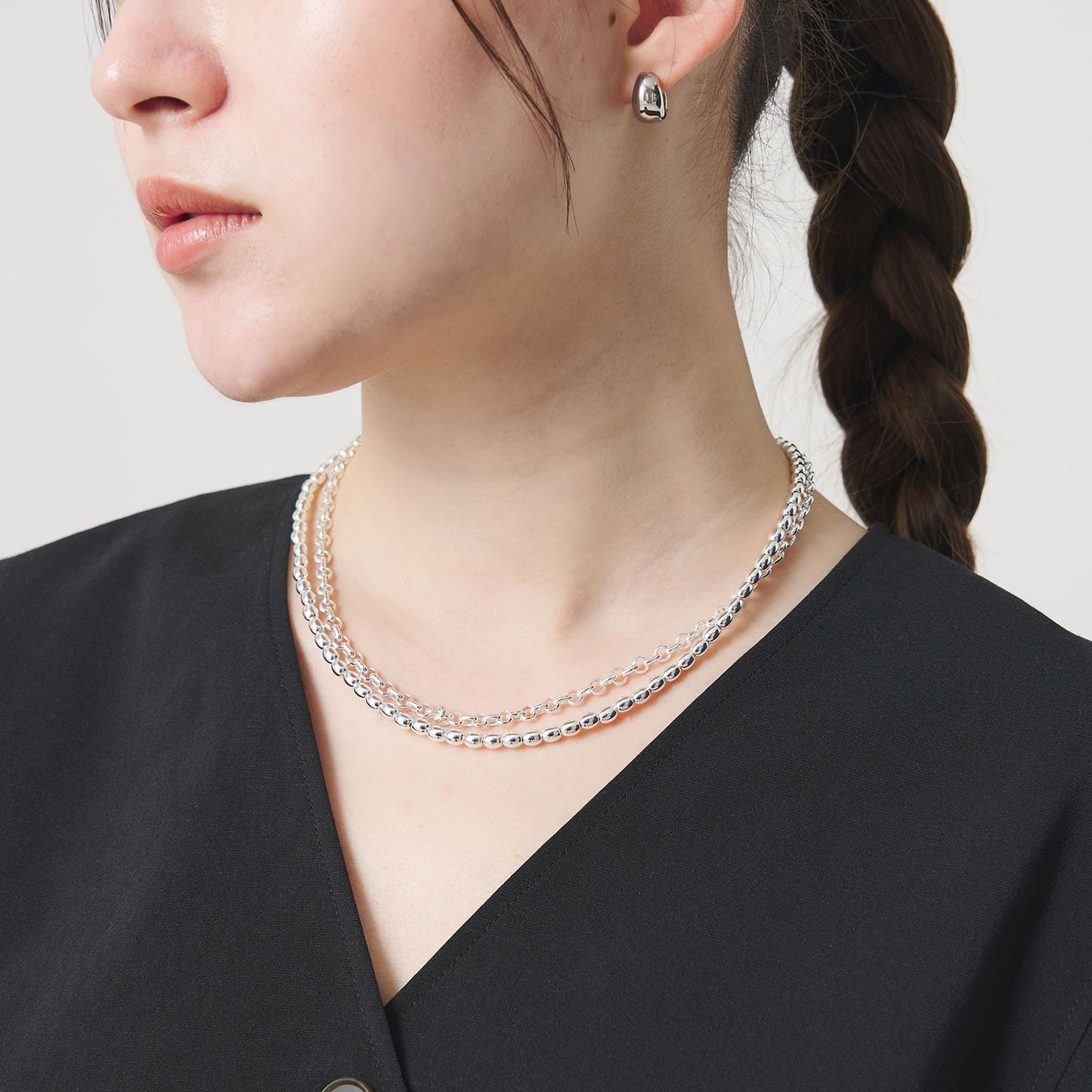 2連 ミックスチェーン 3WAY ネックレス