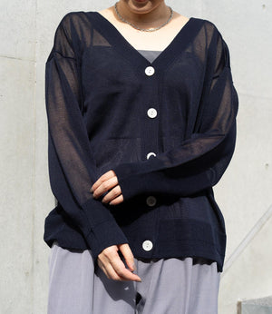 シアーVネックカーディガン