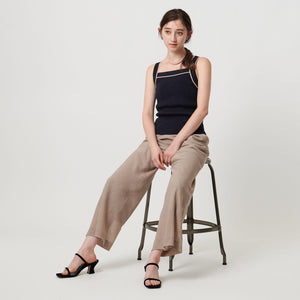 リブスクエアネック パイピングキャミソール - ウォッシャブル -