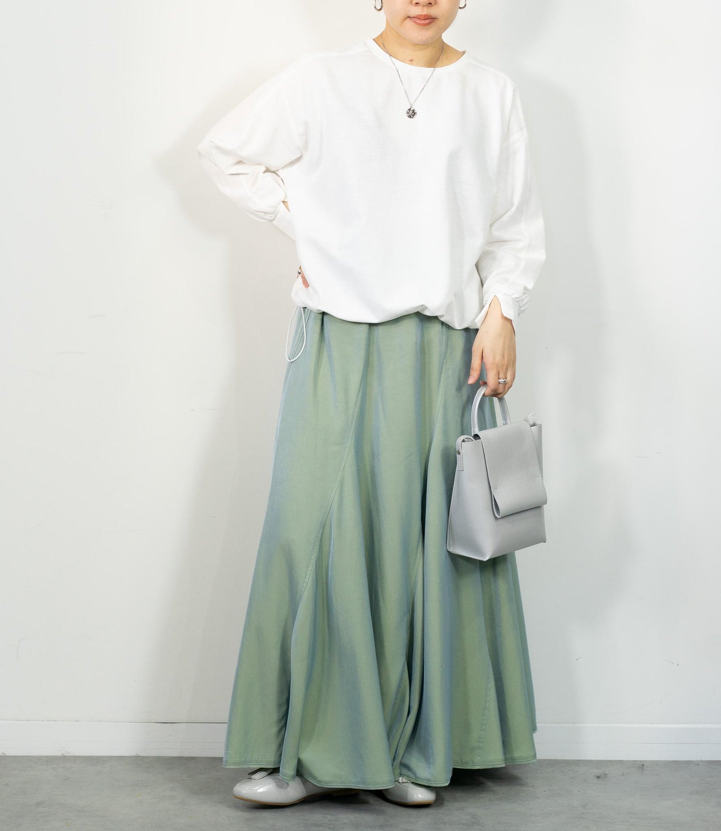 シャンブレーパネルスカート