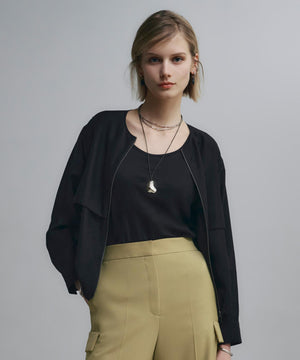 リヨセルナイロンワッシャー ノーカラーブルゾン