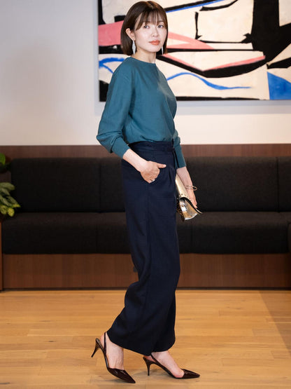 9分丈ハイウエストワイドパンツ