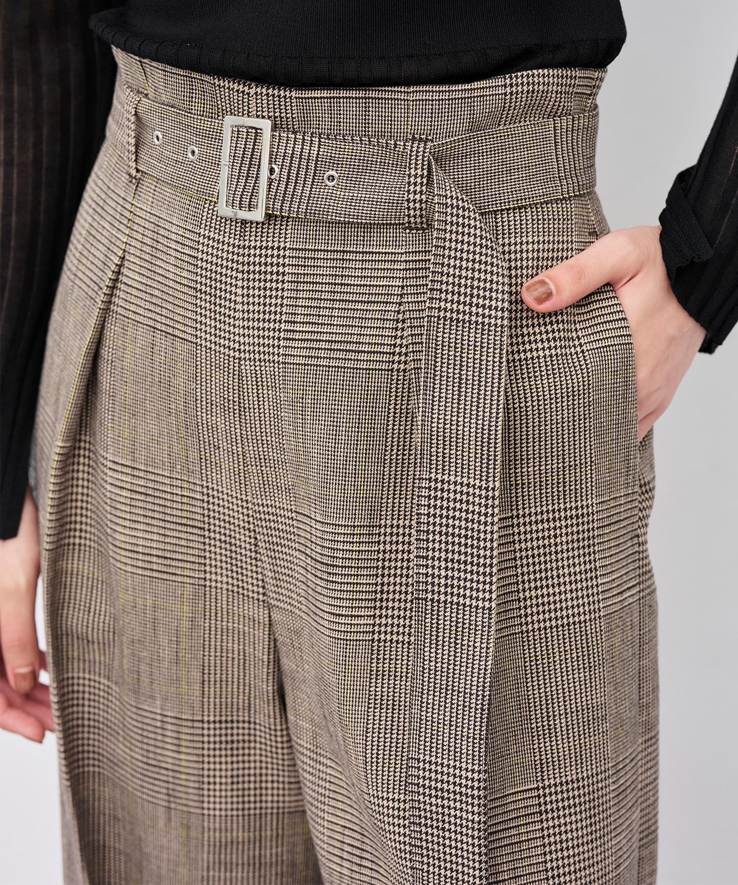 グレンチェック ワイドパンツ