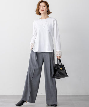 ナチュラルコットンベア レースレイヤード カットソー