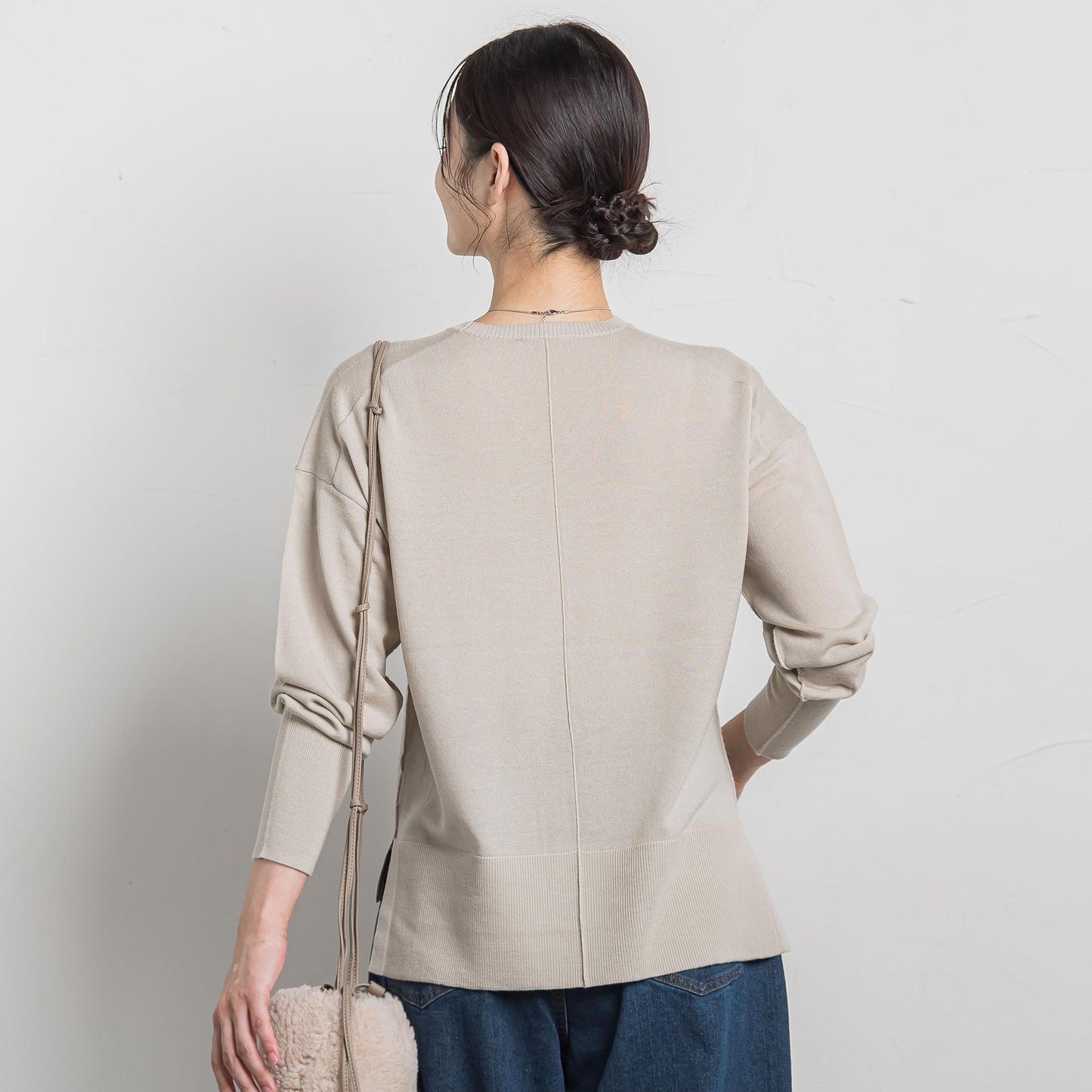 【WEB限定】ベーシックウールクルーネックニット≪洗える≫