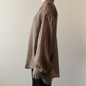 シアーストライプオーバーシャツ