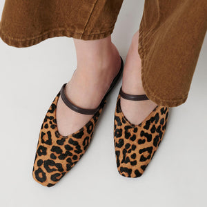 ヘアー×レザーライク コンビ フラットシューズ