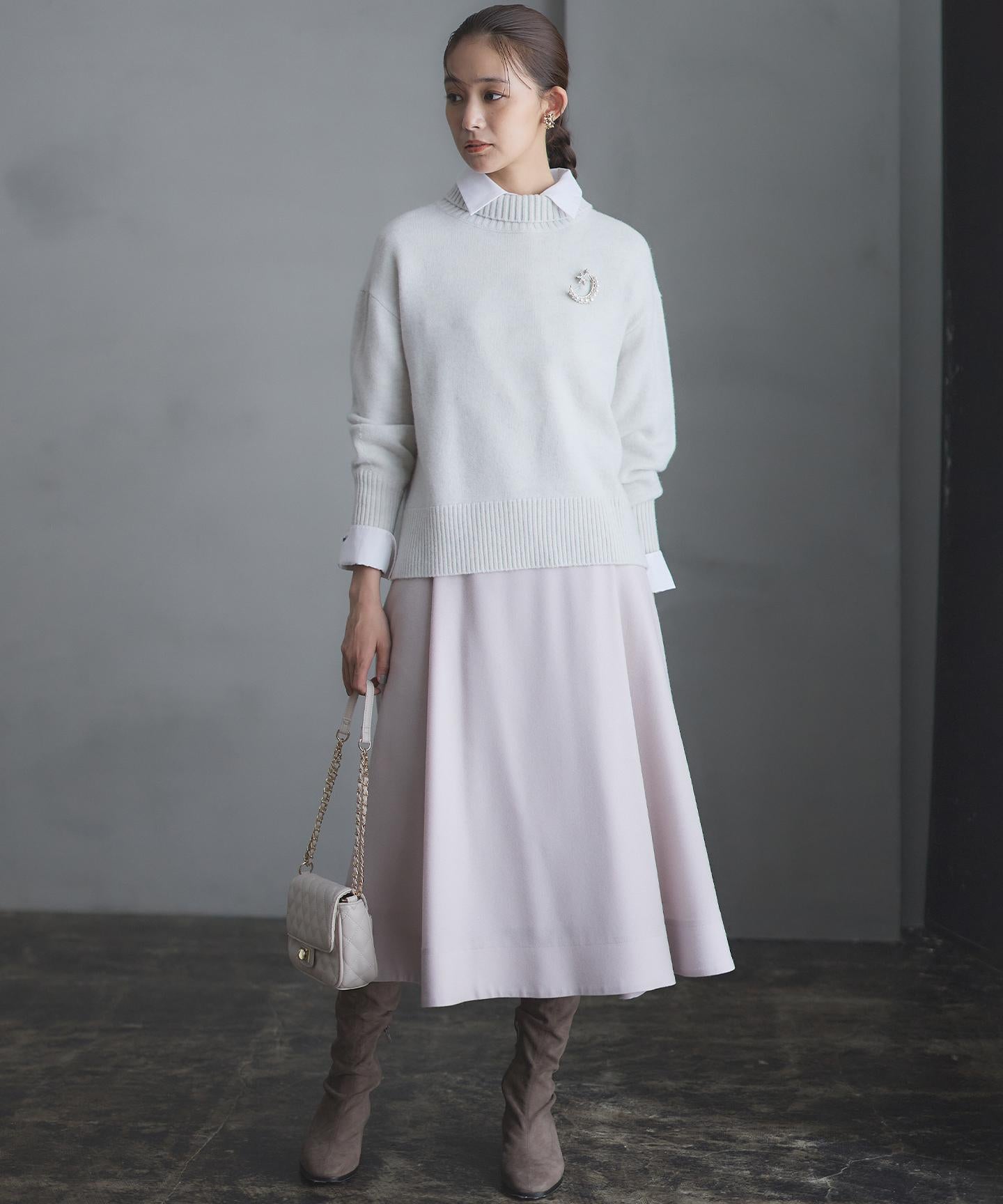 ウールカシミヤミックス ロールネック ニット