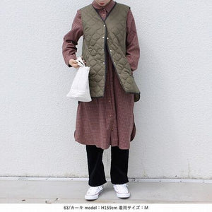 キルティングロングベスト